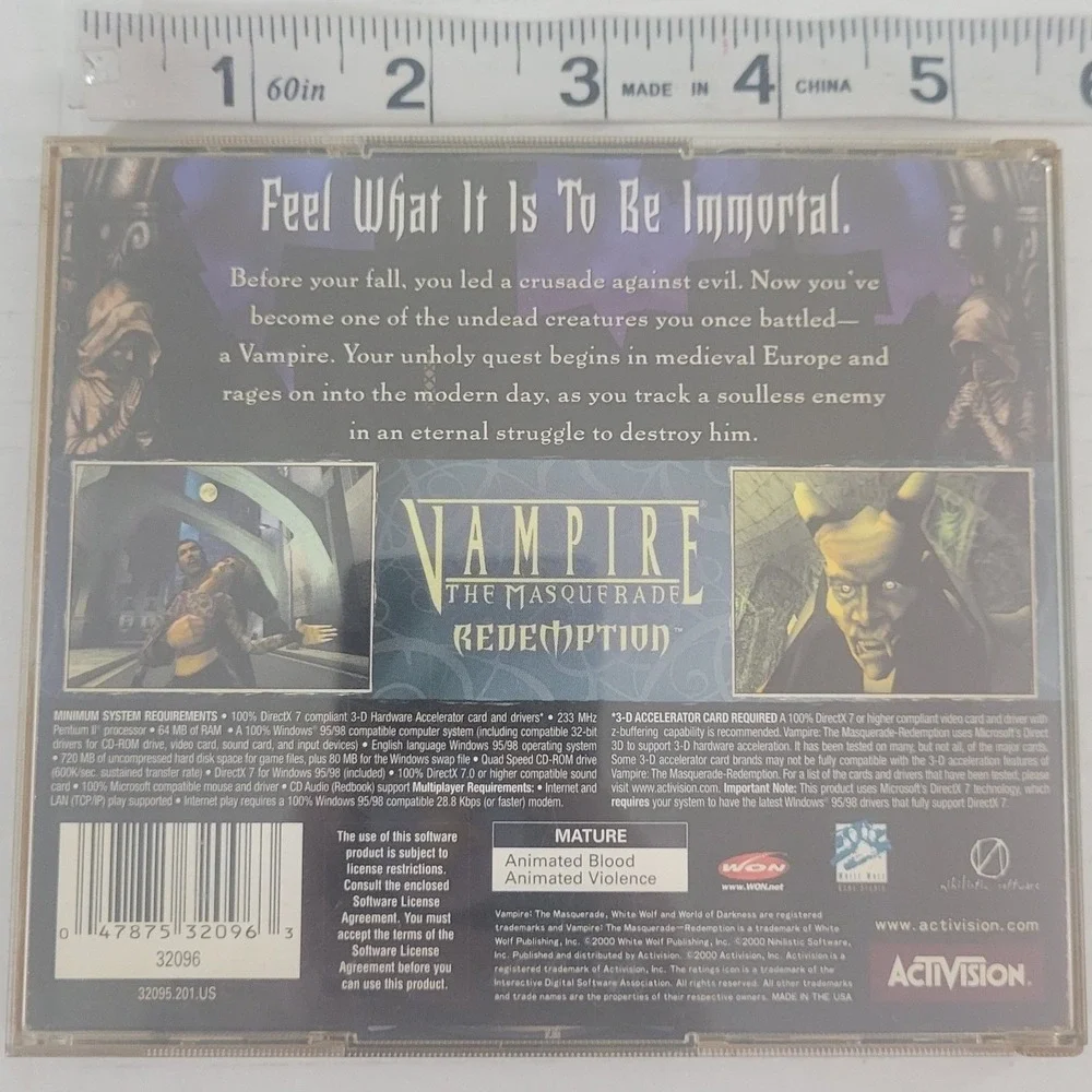 Vampire The Masquerade Redemption PC Game 2000 Big Box Jewels Complete CD‎ Key